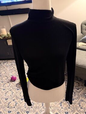 American Eagle Outfitters Black Ribbed Turtleneck Long Sleeve Top